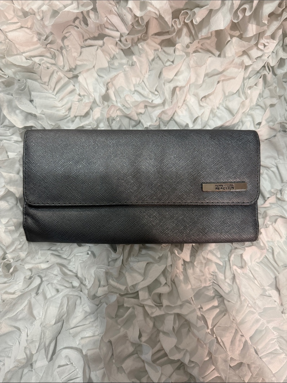 Kenneth Cole Reaction Metallic Black Fold-Over Clutch